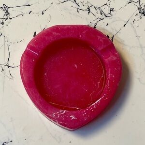 Hot Pink & White Resin Ashtray | Bold Color Decor Collectible